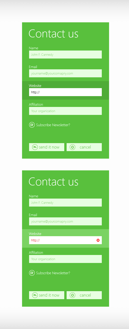 Metro Style Contact Form PSD